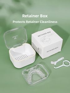 Portable Invisible Orthodontic Retainer Storage Box Dental Appliance Cleaning Case Tooth Correction Device Storage Container