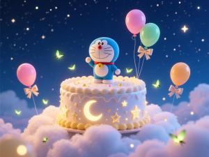Potdemiel | Catoon Cute Doraemon Birthday Party Supplies Background Blue Cat Backdrop Banner Decoration Baby Shower kid Gift Photography