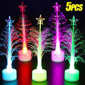 2/5Pcs Colorful LED Fiber Optic Night Lights Flash Christmas Night Lamp Xmas Gift