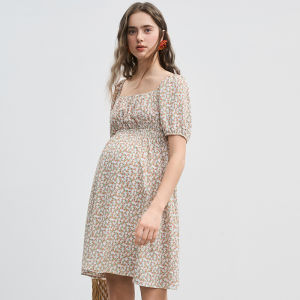 EMXEE | Pregnancy-friendly Square Collar Puff Sleeve Summer Dress