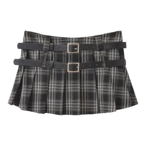Retro American Plaid Mini Skirt Womens Autumn Summer College Style High Waist Slimming JK Ultra Short A-Line Half Body Skirt