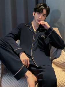 ชุดนอนผู้ชายแขนยาวผ้าฝ้ายแท้บางฤดูใบไม้ผลิและฤดูใบไม้ร่วง ชุดนอนผ้าฝ้ายผสมฤดูหนาวสำหรับผู้ชาย ชุดนอนผ้าฝ้ายแท้ 2024 ใหม่ ชุดนอนฤดูใบไม้ร่วงสำหรับผู้ชายที่บ้าน