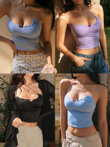 Itsnikar Small Waist 2.0 Crossbody Vest Strap Women Spring Chest Pad Base Tube Top Shirt Stylish Slim Fit Polyester Blend