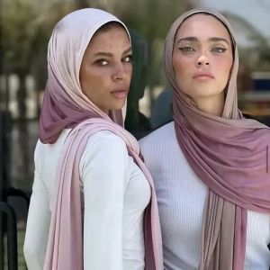 Jifang Soft Gradient Double Colors Stretchy Single Jersey Modal Cotton Shawl Pashmina Ombre Jersey Hijab Muslim Shawls QT22