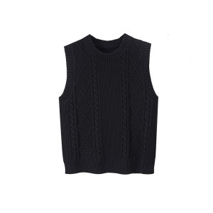 เสื้อกั๊กถักคอตตอนหนาสำหรับผู้หญิง เสื้อคลุมกันหนาวแบบสวมใส่ลำลอง ทรงปกติ ฤดูใบไม้ผลิ ฤดูใบไม้ร่วง ฤดูหนาว