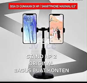 F54 ORIGINAL PRODUK STAND HP 2 CABANG HOLDER HANDPHONE DUAL DOUBLE DUA TIANG TRIPOD MINI TRIPODS