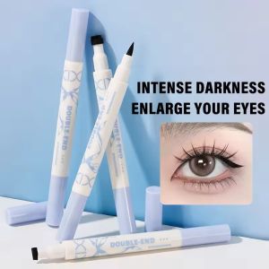 Double-head Star Seal Eyeliner Waterproof Fast Dry Black Triangle Stamp Liquid Eyeliner Pen Natural Fine Smudge-Proof Eye Tail