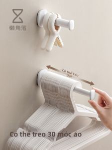 LANJIAOLUO | Wall-mounted Expandable Clothes Hanger with Storage Hooks