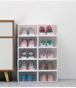 [Local Delivery] 1Pcs Clear Plastic Shoe Boxes Stackable Floding DIY Shoe Drawers Storage Container Organizers