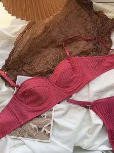 Candy Honey สไตล์ฝรั่งเศส Half Cup Bra Set Ultra Thin ผู้หญิง ชุดชั้นในป้องกันการหย่อนคล้อย นุ่ม แหวนเหล็ก เซ็กซี่ Push Up Bra