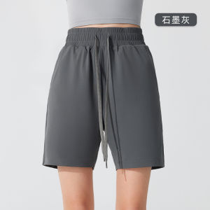 Womens Casual Drawstring Fitness Yoga Shorts Five-Quarter Length Bike Shorts Antibacterial Quick-Dry Loose Wide Pockets Slimming