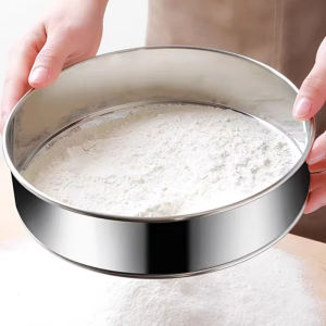 14/11cm Stainless Steel Fine Mesh Flour Sifter Metal Round Handheld Cocoa Matcha Powder Flour Strainer Kitchen Baking Tools