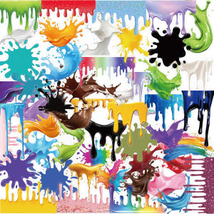 50/100PCS Dripping Paint Stickers Transparent PET Waterproof DI Luggage Water Cup Decorative Stationery Stickers