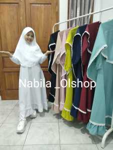 baju gamis putih anak perempuan | baju putih anak tk