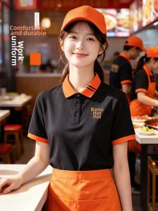 Custom Logo Printed Restaurant Polo Shirt Short Sleeve