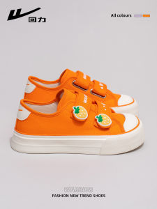 Warrior | Cute and Versatile Canvas Shoes Orange Strawberry Magic Tape Thick Sole