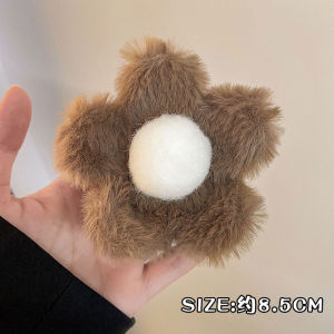 Fall Winter Plush Hair Accessories Large Size Shark Clip Womens Floral Hair Grips Headwear Fashionable Hairpins Hair Decorations