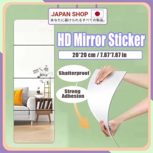 20*20cm Square Acrylic Soft Wall Mirror Sticker HD Full Body Mirrors Household 3D Mirror Tile for DIY Wall Decoration Self-adhesive Soft Mirror Wall Glass Bathroom Mirror Whole Body Wall Acrylic Mirror Wall Sticker Suitable For Bathroom Living Room