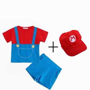 Adorable Childrens Performance Costume Super Mario Outfit Kindergarten Sports Day Dance Show Costume Breathable Cotton Polyester Blend
