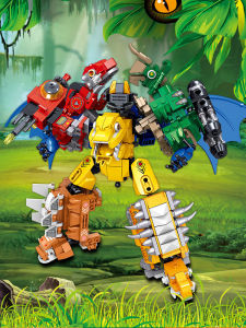 บล็อกไม้จีนหุ่นยนต์แปลงร่างโมเดล Mech ไดโนเสาร์ของเล่นประกอบเสริมสติปัญญาสำหรับเด็กเด็กผู้ชายของขวัญจิ๊กซอว์