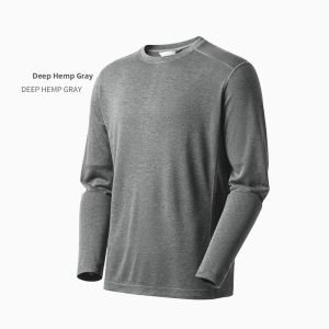 Mens Long Sleeve Merino Wool T-Shirt Quick Dry round Neck Outdoor Sports Anti-Odor Comfortable Elastic Outdoor Clothing