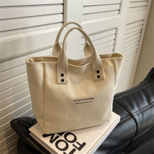 Canvas Handheld Bento Box Bag for Office Workers Outing Lunch Bag Simple Color Block Fashionable Handbag Lunch Box Bag
