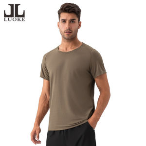 Luoke Mens round neck loose fitting sports sweat wicking quick drying breathable fitness short sleeves