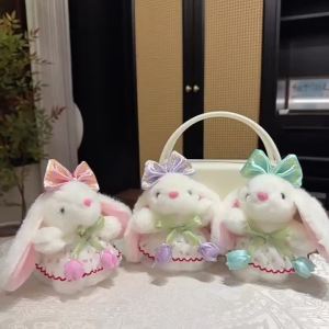 LDCX | 13cm Tulip Bow Rabbit Plush Keychain Cute Bunny Doll Pendant Soft Stuffed Toy Bag Charm Accessory Gift for Girls Kawaii