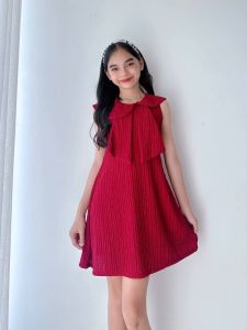 UR Girls Sailor Collar A-Line Dress | Cute Bow Neck Party Dress for Kids | Elegant Sleeveless Outfit(7-10 YRS OLD) GRATEFUL