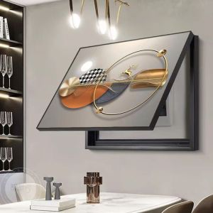 Modern Minimalist Living Room Electric Meter Box Covering Decoration Painting No-Punching Required Luxury Crystal Film Artwork