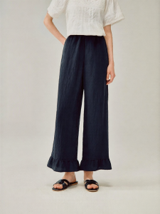 INMAN | French Lazy Style Ruffle Wide Leg Pants Summer New High Waist