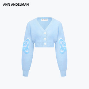 ANN ANDELMAN | Logo Plush V-Neck Knit Cardigan