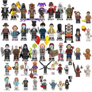 Halloween Horror Movie Building Blocks Minifigures Chucky Sally Jason Freddy Pennywise Slender Man Annabelle Horror Killer Action Figures Kids DIY Assemble Collectible Model Toy