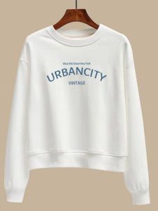 Short Sweatshirt Women's Loose Fit: Round Neck Long Sleeve Coat & Thin Cotton Base Shirt