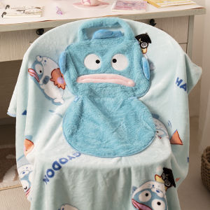 Kuromi Two-In-One Pillow Blanket Portable Foldable Nap Blanket for Students Autumn Winter Storage Bag Hand Carry Coral Fleece Blanket