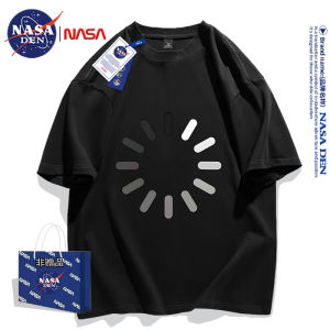 NASA Collaborative Summer Trendy Print Shoulder-Down round Neck Men Women Heavyweight Pure Cotton T-Shirt Breathable Loose Short Sleeve