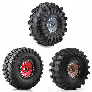 RS | 4Pcs 2.2" Beadlock Wheel Rim Rubber Tire Set for 1/10 RC Crawler TRX-4 Axial SCX10 90046 D90 Voodoo KLR