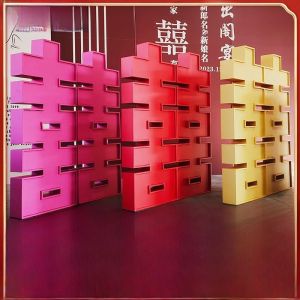 Wedding Decorations Double Sided Big Happiness Characters Engagement Party Arrangement Standing KT Board Background Wall Set