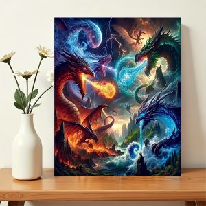 Acrylic Paint By Numbers Fantasy Dragon painting By Numbers on Canvas Coloring By Number for Adults Paint Digital Art