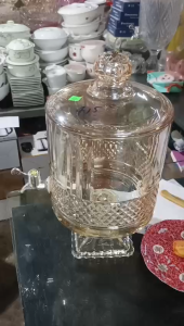 Bình thủy tinh để bàn Dung Tích 45 L họa tiết kim cương có vòi