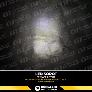 WERACE Lampu LED Sorot 12 Mata Kotak CWL Bracket 18Watt 12Volt Bahan Aluminium Tebal Tahan Lama Anti Air Putih Kuning
