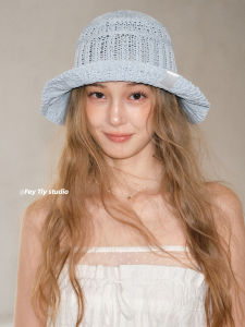Feytiy Breathable Foldable Knitted Fishing Cap Spring Summer New Style Sunshade Hat Versatile Bucket Hat for Women Casual Mesh Top