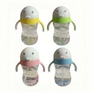 Fugang Anti-leakage Straw Cup for 1-3 Years Old Children Daily Use Cartoon Pattern Water Bottle with Handle Milk Drinking Cup