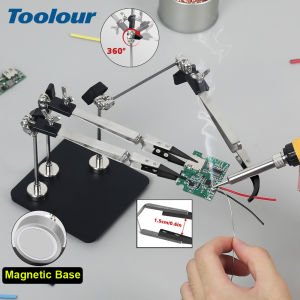 Toolour Magnetic Soldering Third Hand Tweezers PCB Holder Cross Locking Jewelry Welding/Soldering Tweezers (Straight + Curved)