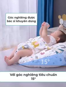 Gối chống trào ngược cho bé đệm ngủ cho bé nệm em bé sơ sinh đệm tròn cho bé có đai đeo cố định - Green Pharma