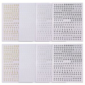 8 Sheets Letters Nail Art Stickers English Alphabet Nail Decals Self-Adhesive Metallic Gold Silver Nail Sticker Black Alphabet N