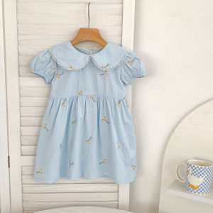 Summer New Little Girls Toddler Princess Dresses 1-6Yrs Girls Fashion Embroidered Flower Dress Kids Flying Sleeves Party Clothes