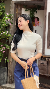 Áo thun nữ tay lỡ GYOMADE® chất thun gân co giãn 4 chiều phong cách thoải mái | GA074