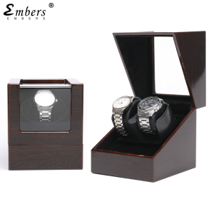Embers Luxry Single Watch Winder Battery Wooden Shaker Watch Box Automatic Winder Glass Storage Case Mabuchi Motro