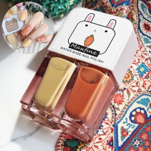 ยาทาเล็บ D11 สีไข่แดง ชุด 2 ขวด แห้งเร็ว ไม่ต้องอบ ติดทนนาน ลอกออกได้ สูตรน้ำ สามสี